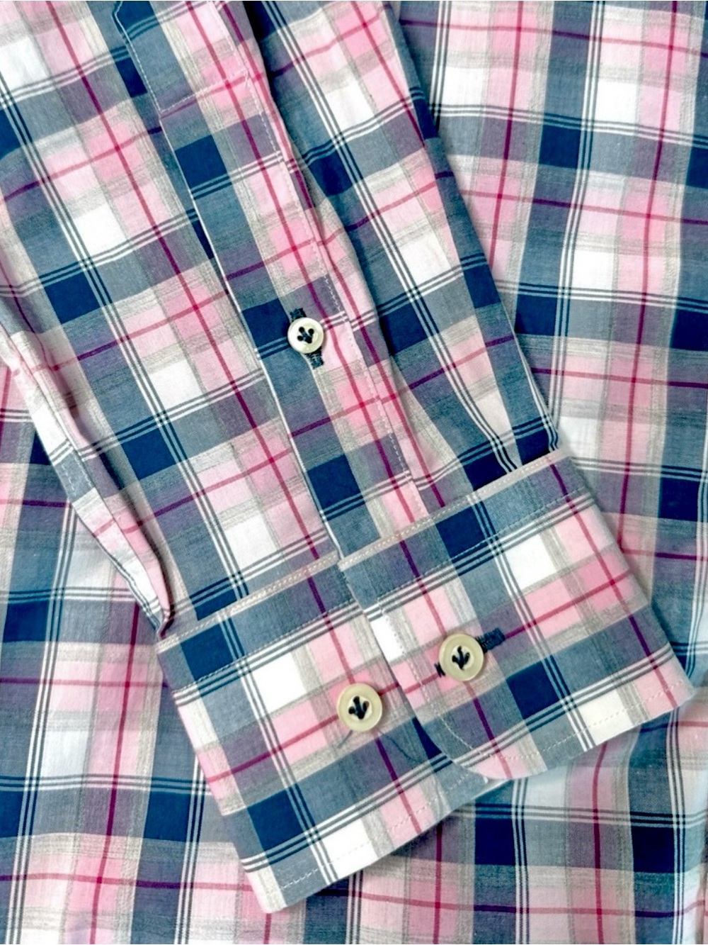Johnnie-O Top Shelf Granger Button-Down Shirt Pink Blue Plaid Size Small NWT - Picture 6 of 13